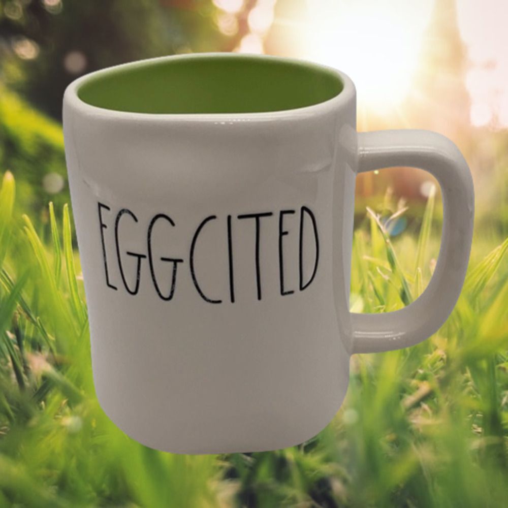Rae Dunn “EGGCITED” Mug